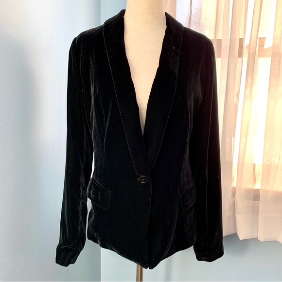 GAP Black Velvet Single Button Blazer - Picture 2 of 8